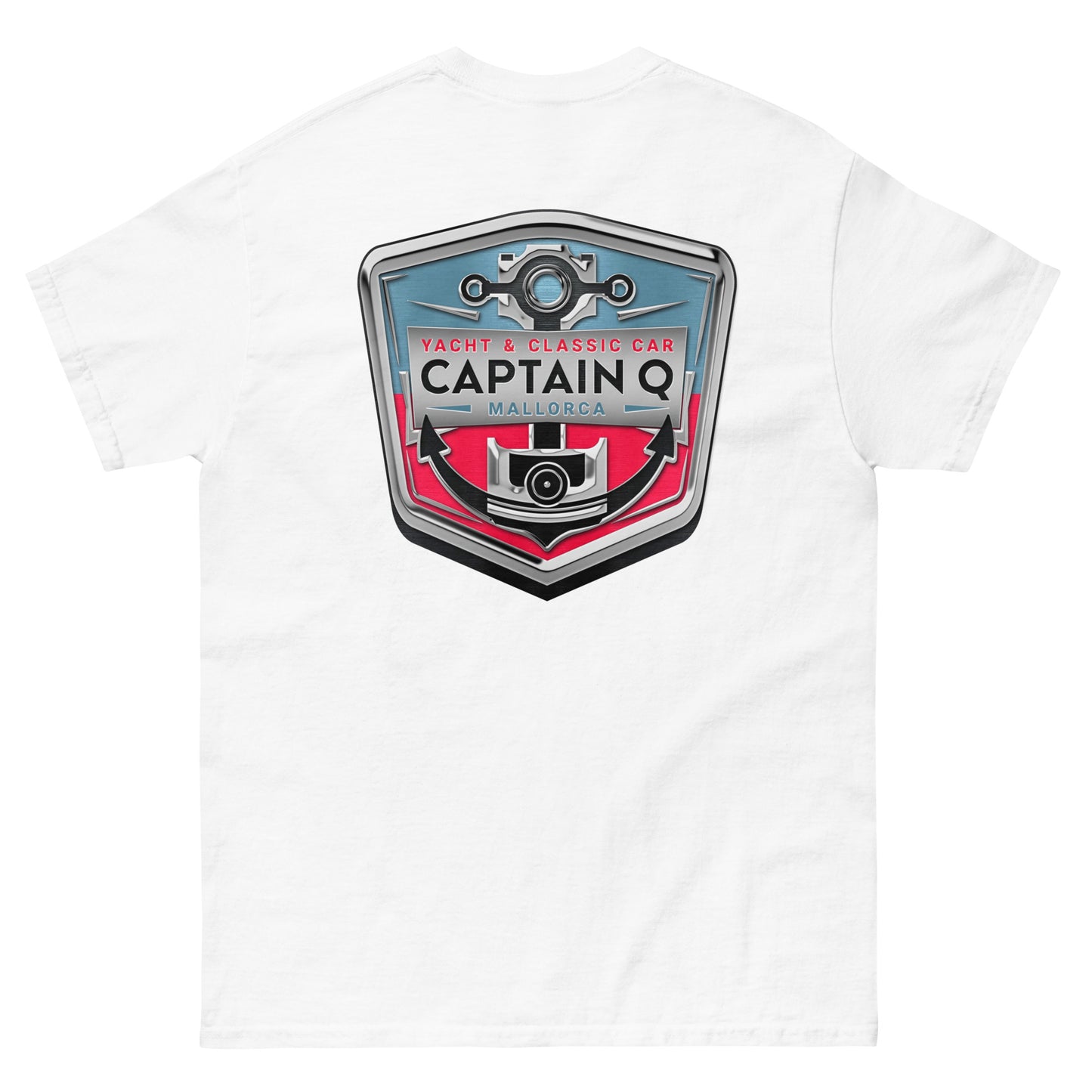 Captain Q Men's Classic Tee with Chrome & Full Colour Logos.