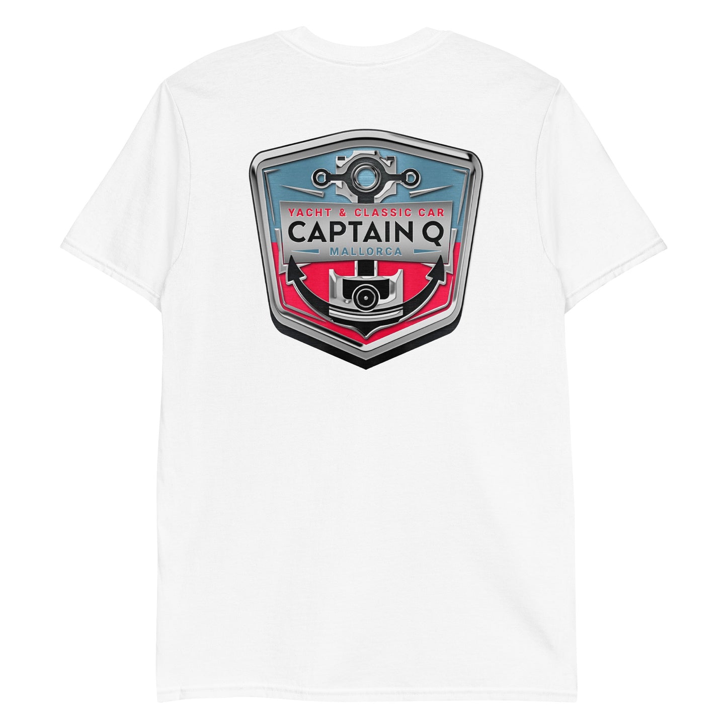 Captain Q Short-Sleeve Unisex T-Shirt with Chrome & Full Colour Logos.