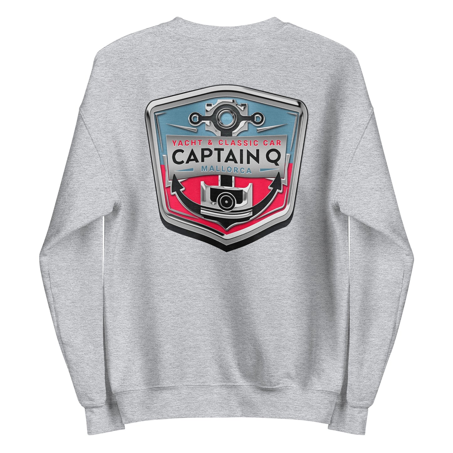 Sudadera clásica Captain Q con logotipos cromados y a todo color.