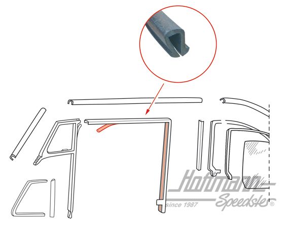 Seal, chromed frame, crank operated window