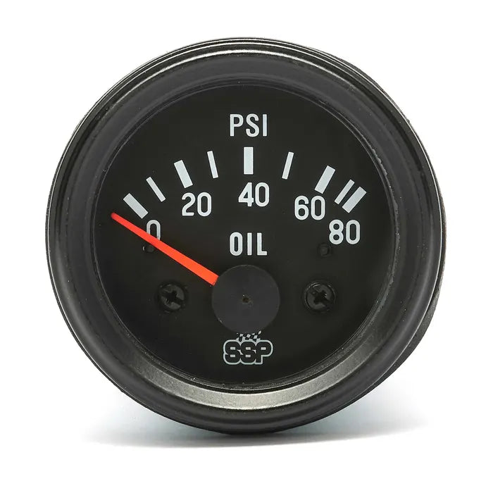 SSP Oil Pressure Gauge, Black Rim 52mm, 80psi