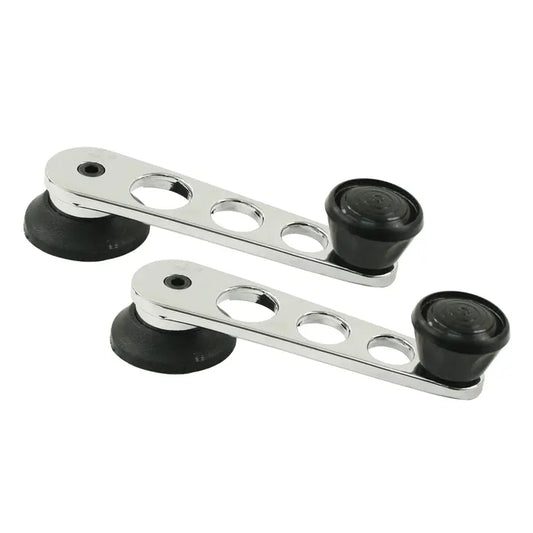 Window Winder Handles. Chrome With Black Knob. Pair