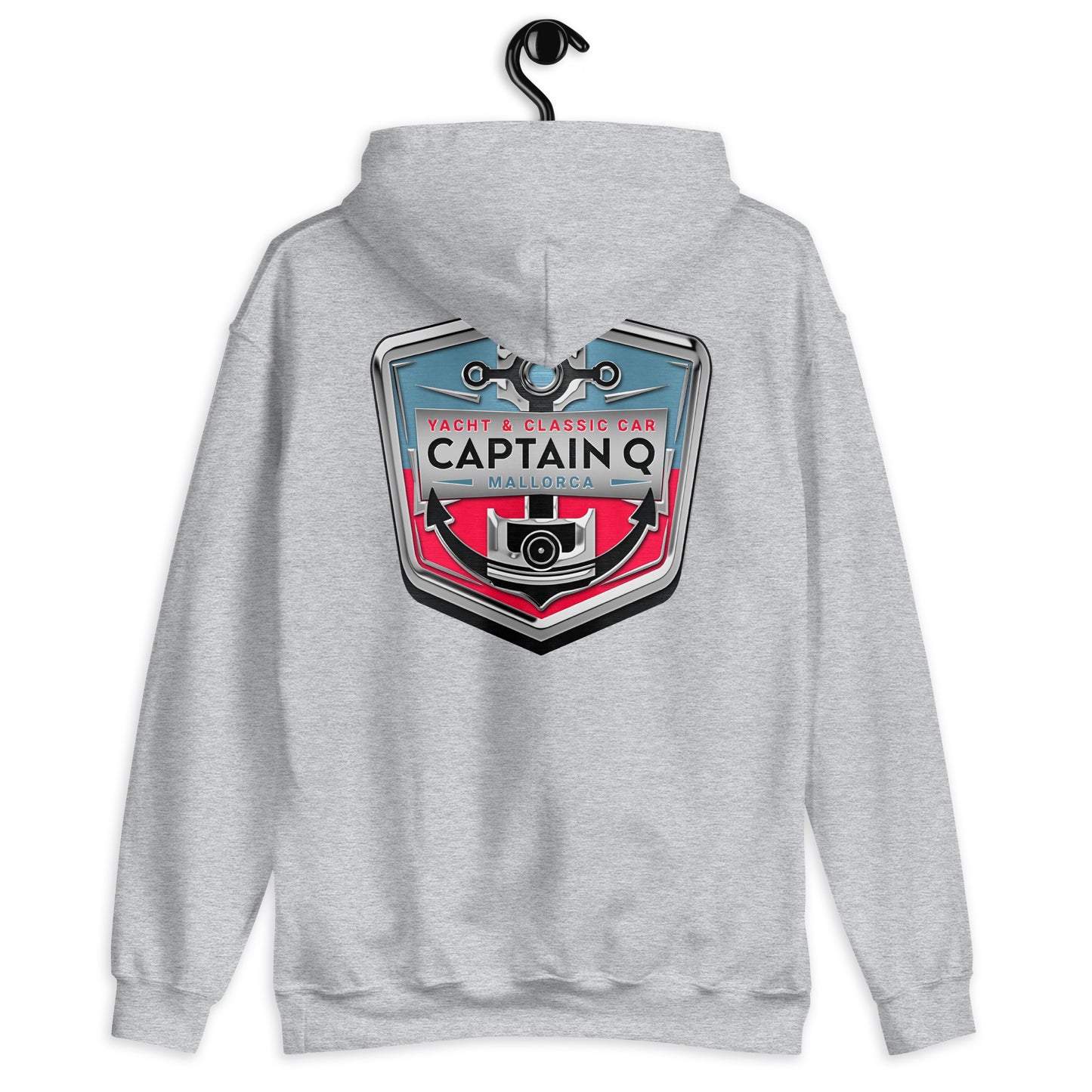 Captain Q Unisex Hoodie with Chrome & Full Colour Logos.