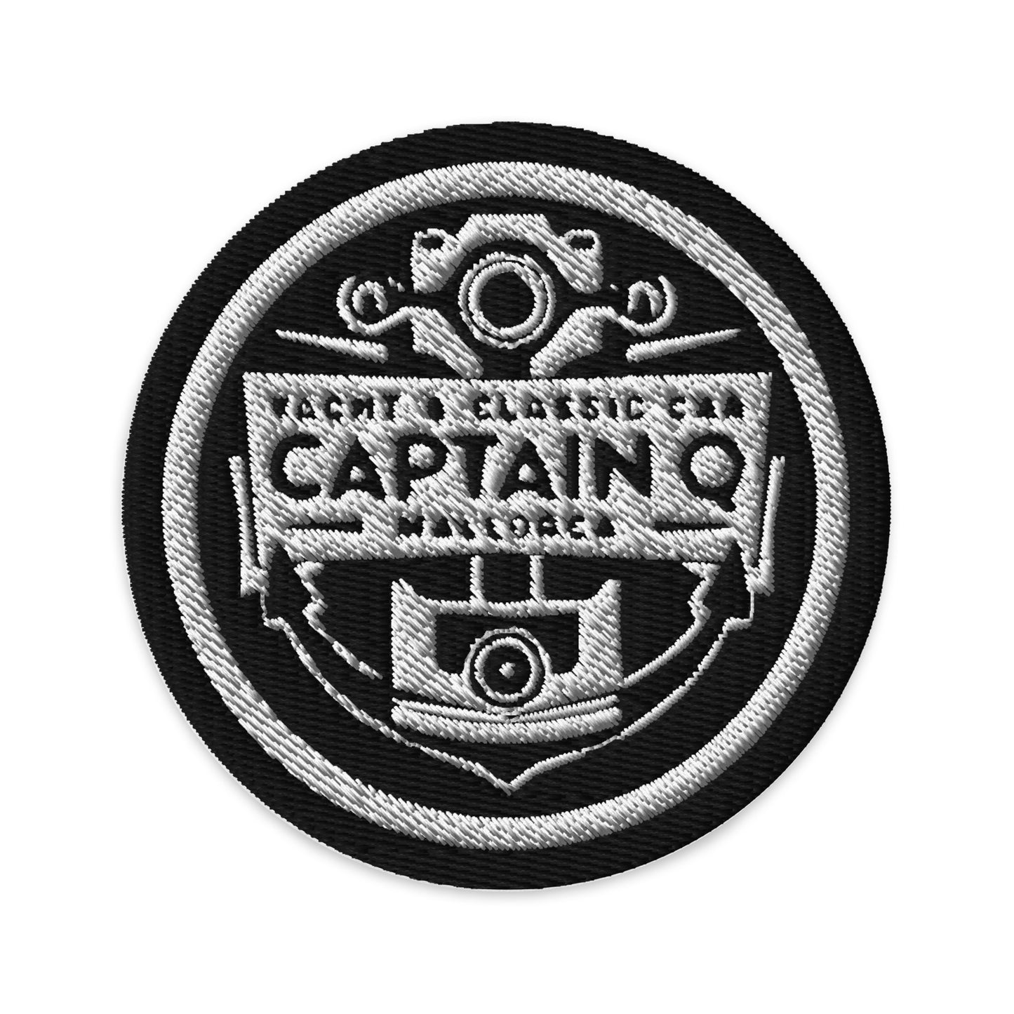 Captain Q Black & Silver Embroidered patch.