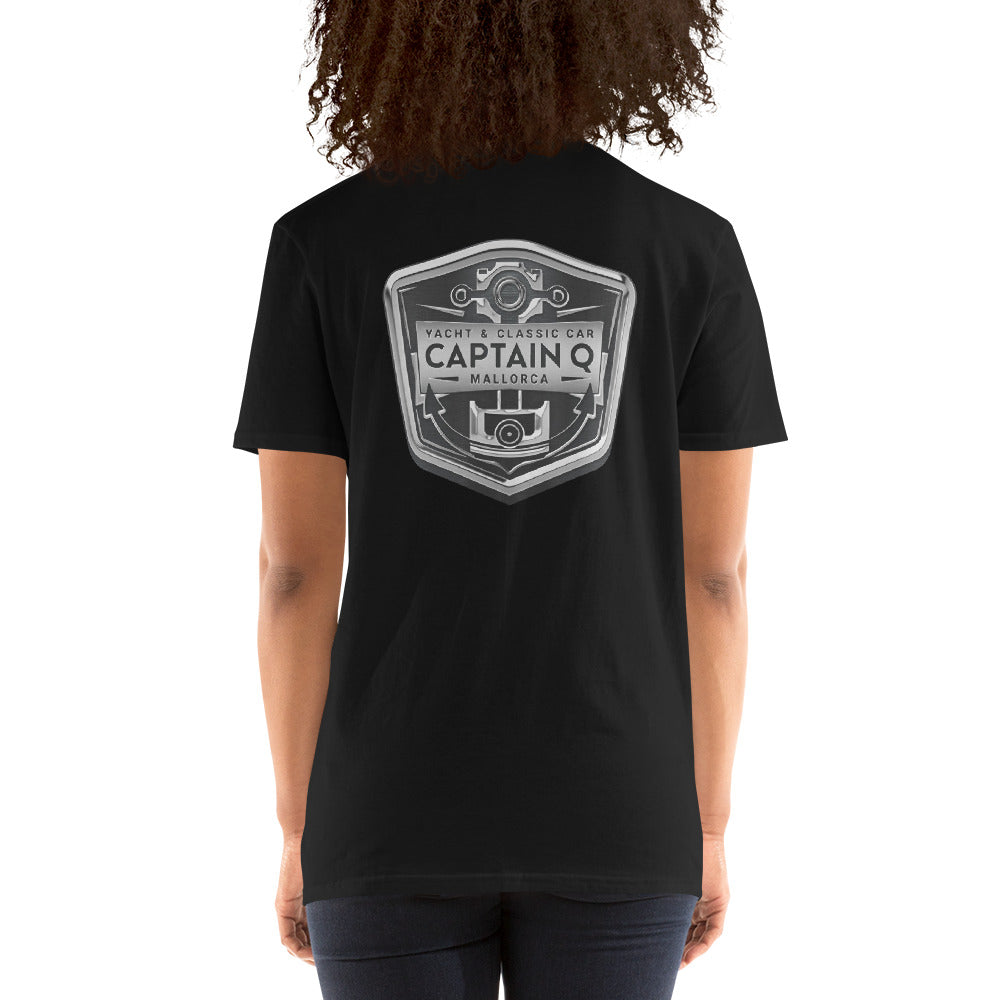 Captain Q Short-Sleeve Unisex T-Shirt with Chrome & Black Logos.