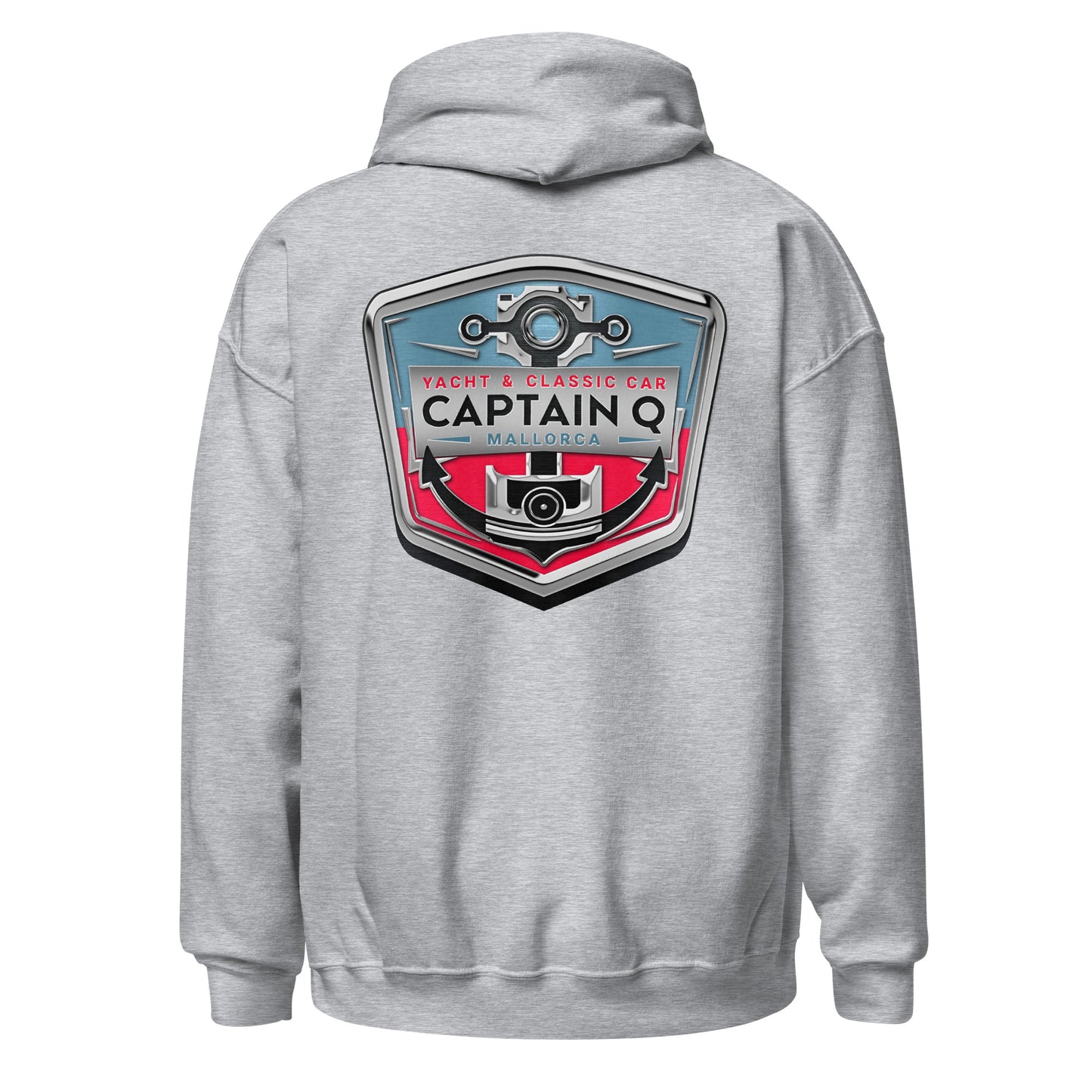 Captain Q Unisex Hoodie with Chrome & Full Colour Logos.